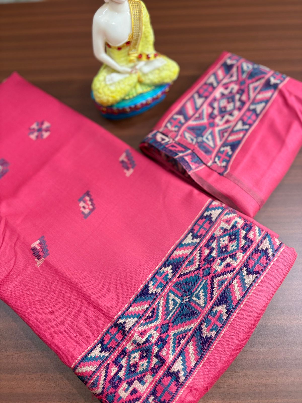 Magenta Kulu Weave | Three Piece |  Pashmina | Unstitched Woolen Suit Set