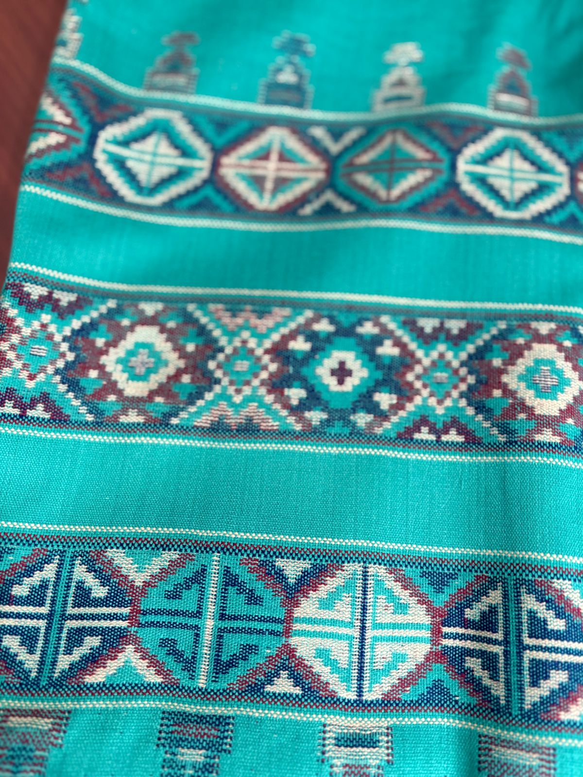 Sky Blue Kulu Weave | Three Piece |  Pashmina | Unstitched Woolen Suit Set